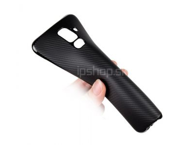 Slim Carbon Fiber Case Black - Ochrann� kryt (obal) pre Samsung Galaxy A6 Plus 2018 �ierny