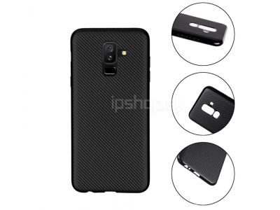 Slim Carbon Fiber Case Black - Ochrann kryt (obal) pre Samsung Galaxy A6 Plus 2018 ierny