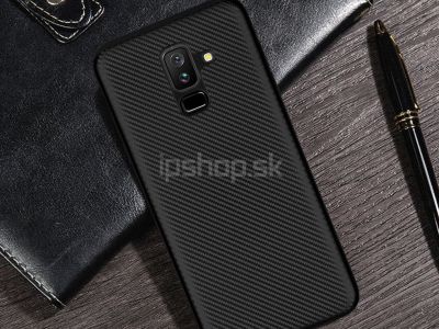 Slim Carbon Fiber Case Black - Ochrann� kryt (obal) pre Samsung Galaxy A6 Plus 2018 �ierny