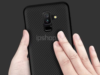 Slim Carbon Fiber Case Black - Ochrann� kryt (obal) pre Samsung Galaxy A6 Plus 2018 �ierny