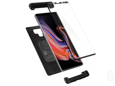 Spigen Case Thin Fit 360 (ern) - Ochrann kryt (obal) s temperovanm sklom na Samsung Galaxy Note 9