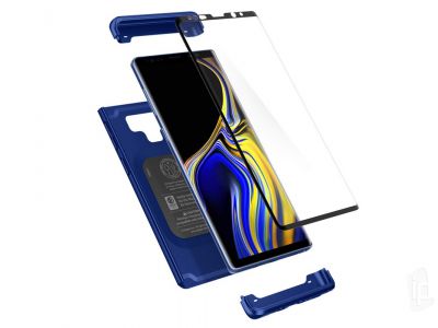 Spigen Case Thin Fit 360 (modr) - Ochrann kryt (obal) s temperovanm sklom na Samsung Galaxy Note 9
