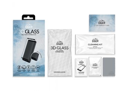 EIGER 3D Asahi Glass Full Screen - Temperovan tvrden ochrann sklo na cel displej pre Samsung Galaxy S9 Plus - ierne **VPREDAJ!!