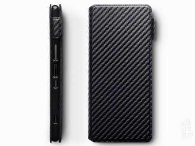 Carbon Fiber Folio ierne - peaenkov puzdro na Sony Xperia 1 / Sony XZ4 **VPREDAJ!!