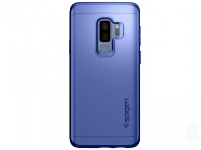 Spigen Case Thin Fit 360 (modr) - Ochrann kryt (obal) s temperovanm sklom na Samsung Galaxy S9 Plus