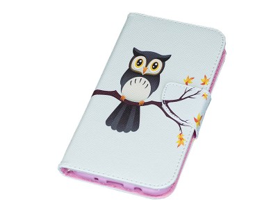 Štýlové knižkové puzdro Owl pre Huawei P30 Lite