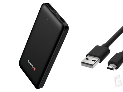 Swissten Worx 10.000mAh (12W)  Powerbanka s 2x USB port + nabjac kbel Micro USB (ierna)