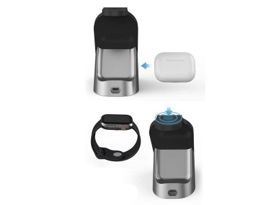 Tech-Protect H18  Bezdrtov nabjaka / stojan 3v1 pre smartfn / Apple Watch / Apple AirPods (ierna)