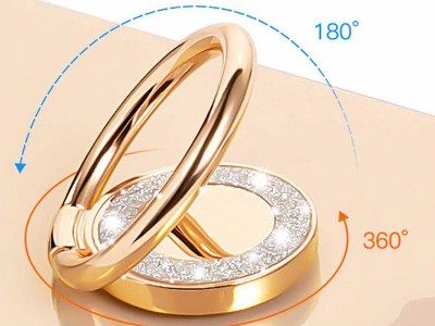 Tech-Protect Ring Glitter  Lepiaci kovov plieok na magnetick drky s prstencom (zlat)