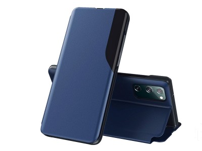 Elegance Flip Stand (modr) - Tenk flip puzdro na Samsung Galaxy S20 FE