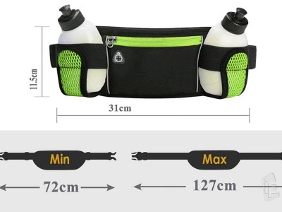 Running Bottle Pocket (zelen) - Univerzln sportovn pouzdro s fakami na vodu pro mobiln telefony do 7"