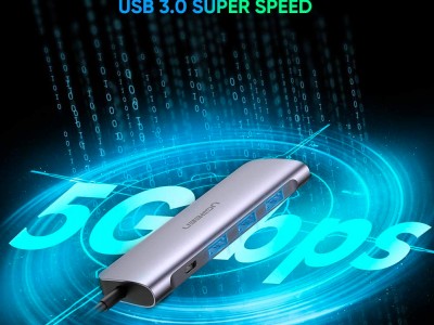 OTG USB Hub pre USB-C notebooky a smartfny 5v1 USB-C na USB 3.0 + taka SD kariet
