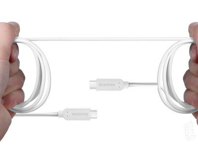 Avantree Type-C to Type-C Cable 3A (biely) - Nabjac data kbel s konektorom USB typ C (dka 1m)