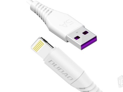 DUDAO Quick Charge 6A (biely) - Nabíjací a synchronizačný kábel USB/Lightning s funkciou rýchleho nabíjania (1m)
