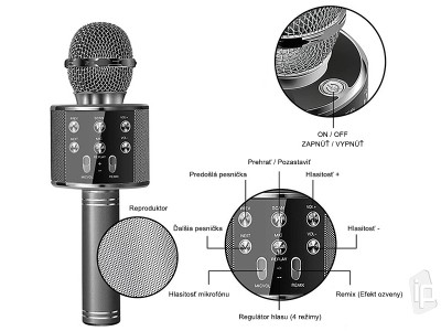 Bezdrôtový karaoke mikrofón (čierny)