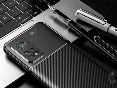 Carbon Fiber Black (ierny) - Ochrann kryt (obal) pre Xiaomi Mi 10T / Pro s ochranou na kameru