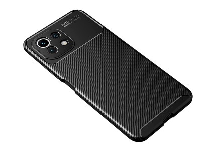 Carbon Fiber Black (ern) - Ochrann kryt s ochranou kamery na Xiaomi Mi 11 Lite