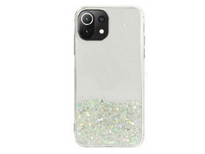 Glue Glitter Case – Ochranný kryt s farebnými glitrami pre Xiaomi Mi 11 Lite (strieborný)