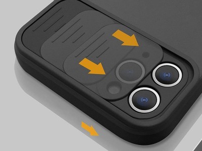 Silicone Camshield (ierny)  Siliknov kryt s posuvnou ochranou kamery pre Xiaomi Mi 11 Lite