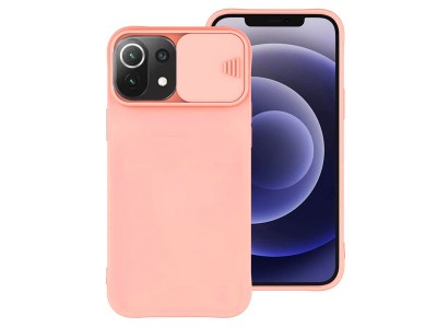 Silicone Camshield (ružový) – Silikónový kryt s posuvnou ochranou kamery pre Xiaomi Mi 11 Lite