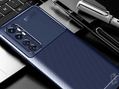 Carbon Fiber Blue (modr) - Ochrann kryt s ochranou kamery (obal) pre Xiaomi Mi Note 10 Lite