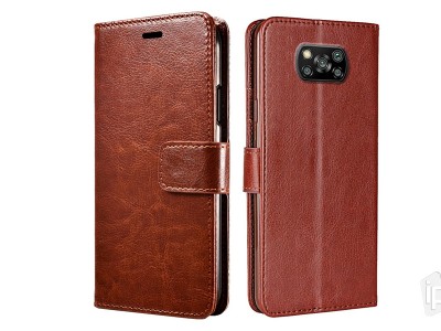 Elegance Stand Wallet Brown (hnd) - Penenkov pouzdro na Xiaomi Poco X3 NFC / X3 Pro