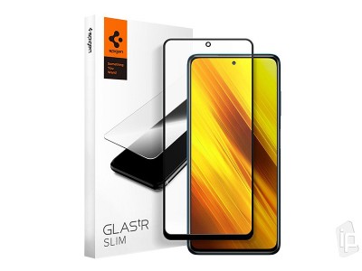 SPIGEN Real GLAS.tR Slim - Ochrann tvrzen sklo na cel displej pro Xiaomi Poco X3 NFC / X3 Pro (ern)