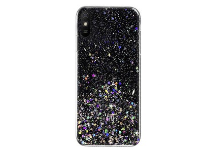 Glue Glitter Case – Ochranný kryt s farebnými glitrami pre Xiaomi Redmi 9A / 9AT (čierny)