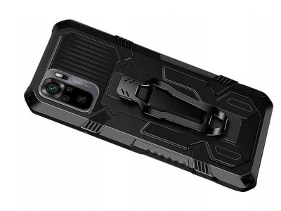 Technical Armor Defender (ierny) - Odoln ochrann kryt s klipom na opasok na Xiaomi Redmi Note 10 (5G) / Poco M3 Pro (5G) **AKCIA!!