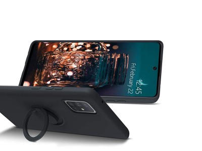 Silicone Ring � Ochrann� kryt s prstencom pre Xiaomi Redmi 9A / 9AT (�ierny)