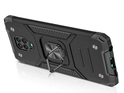 Kickstand Ring Armor - Odoln obal s ochranou kamery pre Xiaomi Redmi Note 9S / 9 Pro (ierny)