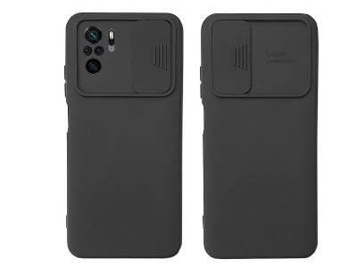 Silicone Camshield (ierny)  Siliknov kryt s posuvnou ochranou kamery pre Xiaomi Redmi Note 10 / Note 10S