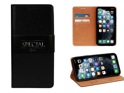 Book Special – Knižkové puzdro z pravej kože pre Xiaomi Redmi Note 11T 5G / Poco M4 Pro 5G (čierne) **AKCIA!!