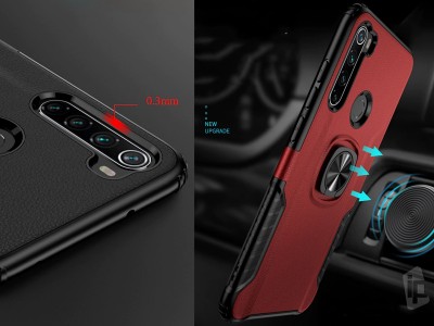 Leather Ring Defender (ierny) - Odoln kryt (obal) na Xiaomi Redmi Note 8T