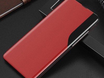Elegance Flip Stand (erven) - Tenk flip puzdro na Xiaomi Redmi Note 9S / Note 9 Pro