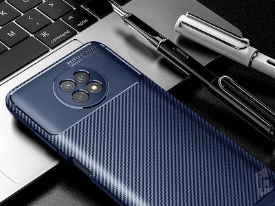 Carbon Fiber Blue (modr�) - Ochrann� kryt (obal) pre Xiaomi Redmi Note 9T s ochranou na kameru