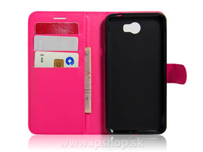 Knikov pouzdro Emboss Stand Wallet Pink (rov) pro HUAWEI Y6 II Compact **AKCIA!!