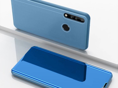Mirror Standing Cover (modr) - Zrkadlov puzdro pre Huawei P40 Lite E