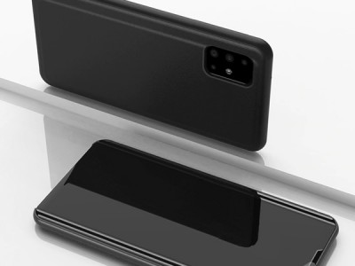 Mirror Standing Cover (ierne) - Zrkadlov puzdro pre Samsung Galaxy S10 lite / A91