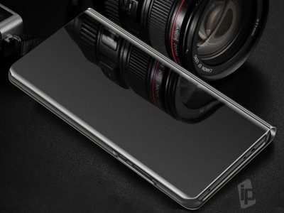 Mirror Standing Cover (ierne) - Zrkadlov puzdro pre Samsung Galaxy A50 / A30S